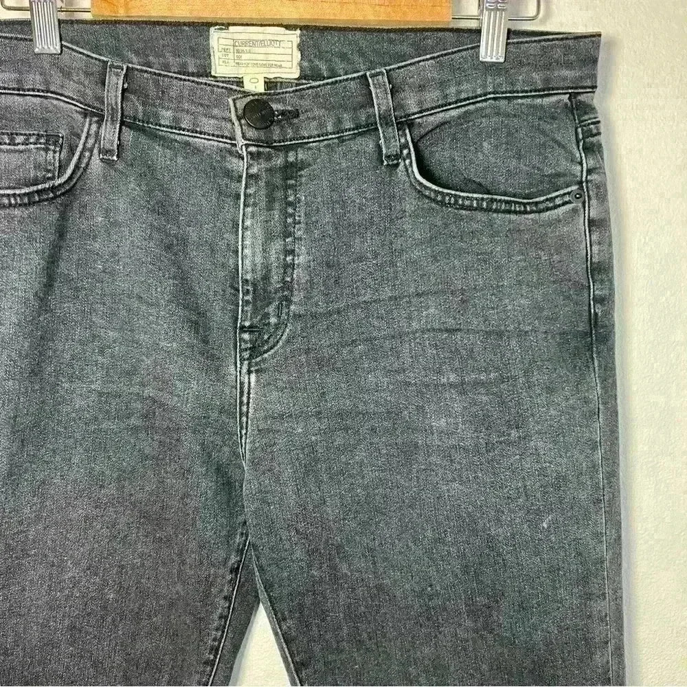 Current/Elliott The Fling Evermore Dark Gray Distressed Wash Denim Jeans Size 32 - Picture 4 of 13